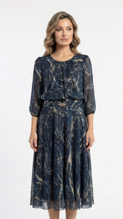 Rochii marimi mari - Rochie Florencia midi bleumarin