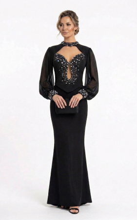 Rochii marimi mari - Rochie Frankee lunga neagra