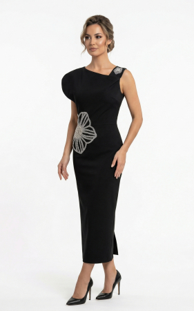 Rochii marimi mari - Rochie Genesis midi neagra