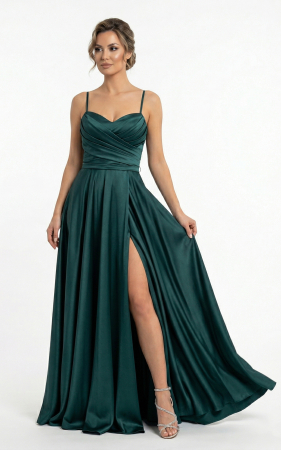 Rochii de nasa - Rochie Gia lunga verde-smarald