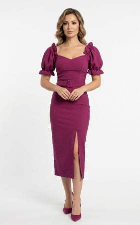 Rochii fabricate in Romania - Rochie Griselda midi pruna