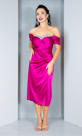 Rochii festivitate absolvire - Rochie Jude midi fucsia
