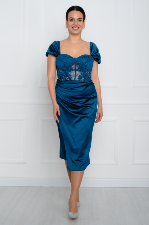 Rochii midi - Rochie midi petrol