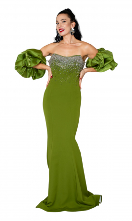 Rochie Katherine lunga verde [4]