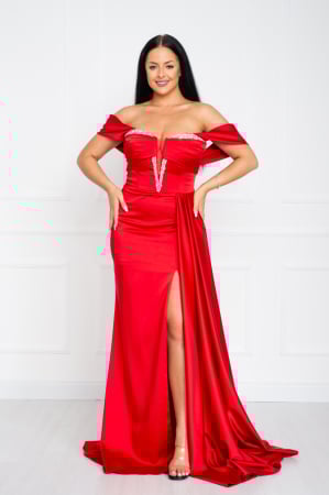 Rochii fabricate in Romania - Rochie Laura lunga rosie