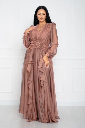 Rochii midi - Rochie maxi bej