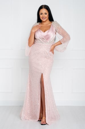 Rochii cununie civila - Rochie Olivia lunga pudra