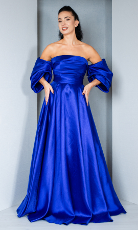 Rochii de banchet - Rochie organza Bryar lunga albastra