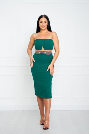 Rochii midi - Rochie Penelope midi verde