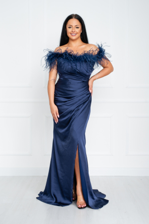 Rochii fabricate in Romania - Rochie Reagan lunga bleumarin