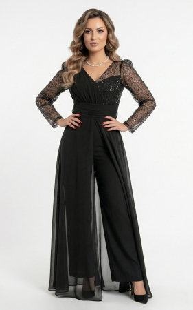 Rochii fabricate in Romania - Rochie Salopeta Geraldine lunga neagra