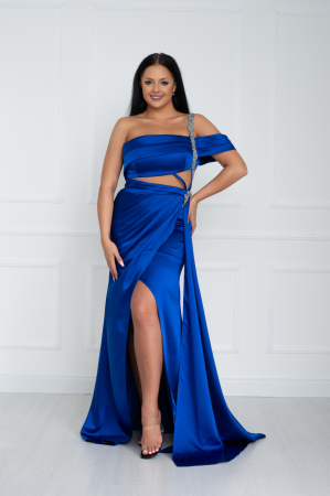Rochii fabricate in Romania - Rochie Selena lunga albastra