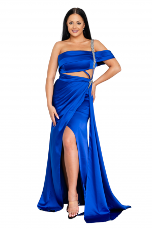 Rochie Selena lunga albastra [4]