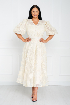 Rochii de banchet - Rochie Shelby midi crem