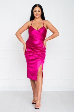 Rochii de banchet - Rochie Valeria midi fucsia
