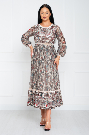 Rochii midi - Rochie Zoe midi bej