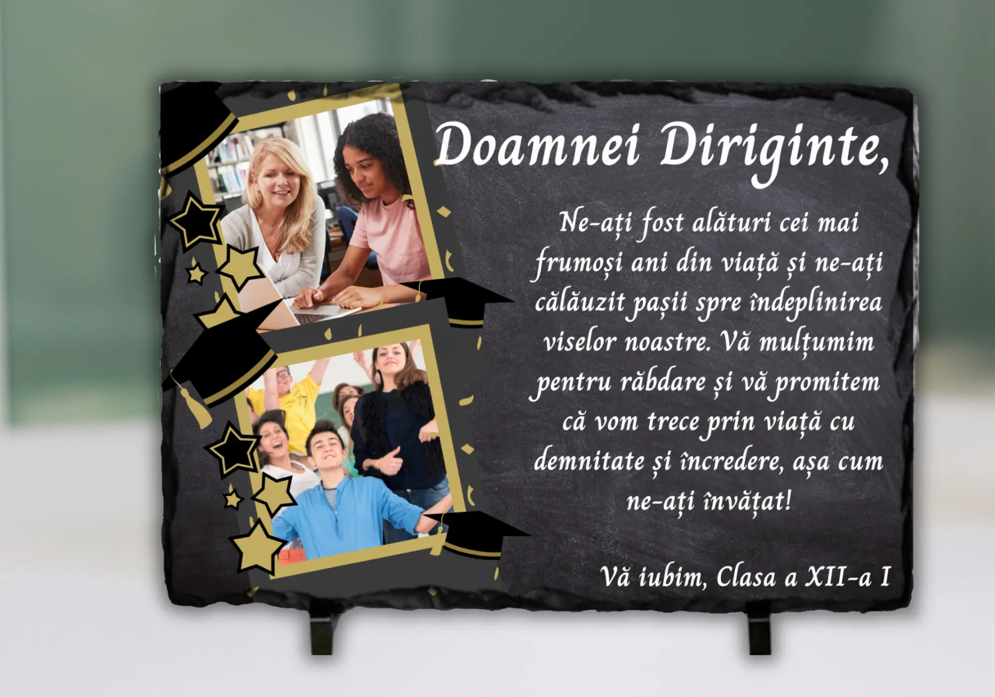 Placă Ardezie - Placă Ardezie Poză și Mesaj pentru Doamna Diriginte-Cooloryx