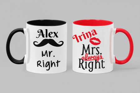 Căni Personalizate - Set Căni Mr and Mrs Right-Cooloryx