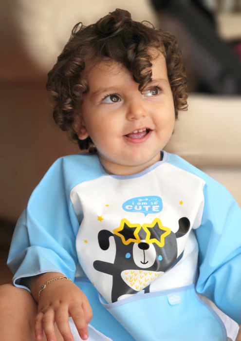 Baveta cu maneci si buzunar BabyJem Polly Bib (Culoare: Roz) [6]