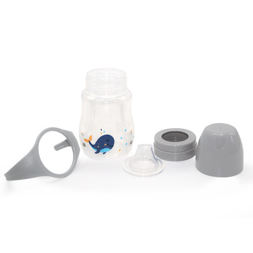Biberon cu toarte si tetina din silicon BabyJem (Culoare: Gri) [6]