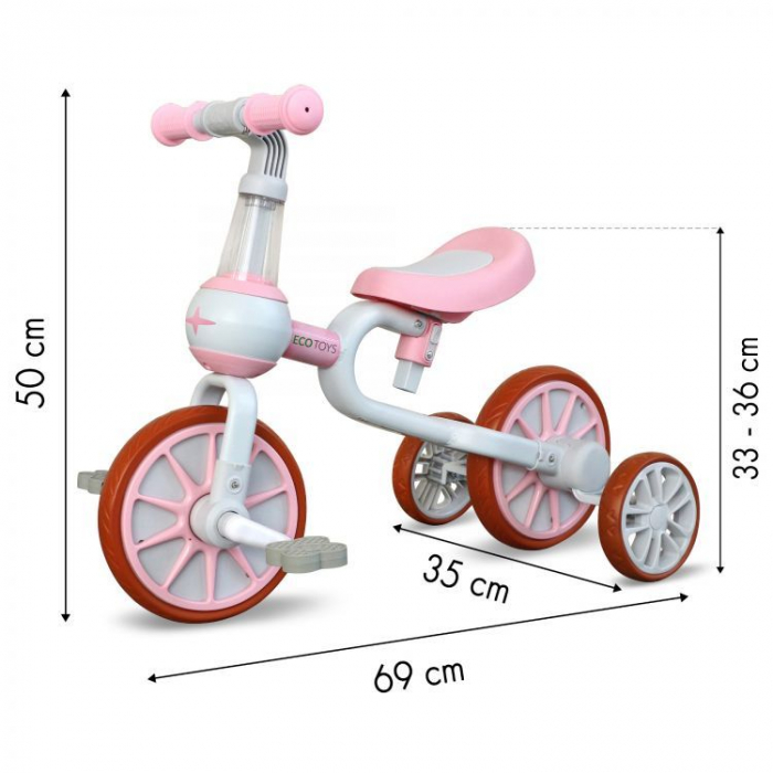Bicicleta cu roti ajutatoare Ecotoys LC-V1311 - Roz [3]