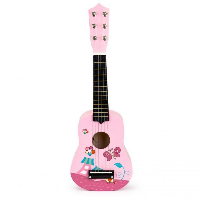 Chitara din lemn pentru copii cu corzi metalice Ecotoys F018PINK [2]