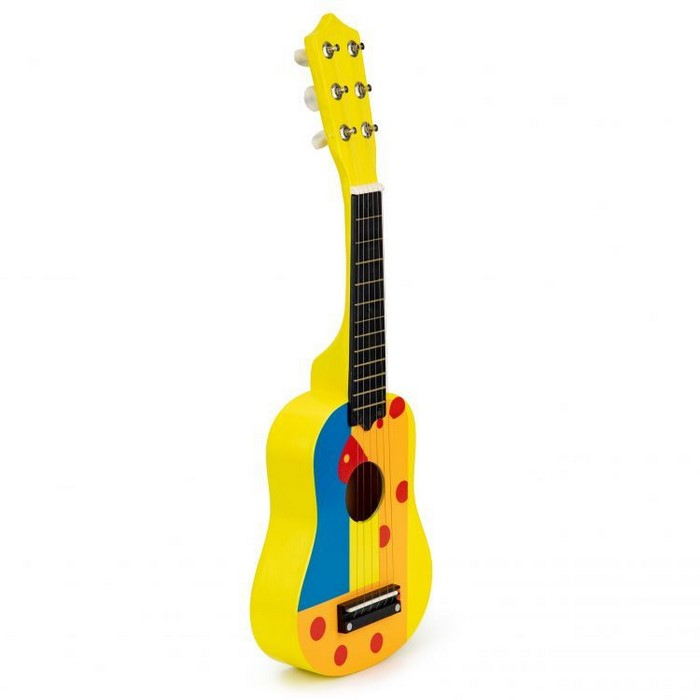 Chitara din lemn pentru copii cu corzi metalice Ecotoys F018YELLOW [4]