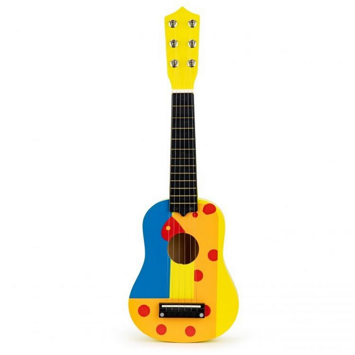 Chitara din lemn pentru copii cu corzi metalice Ecotoys F018YELLOW [2]