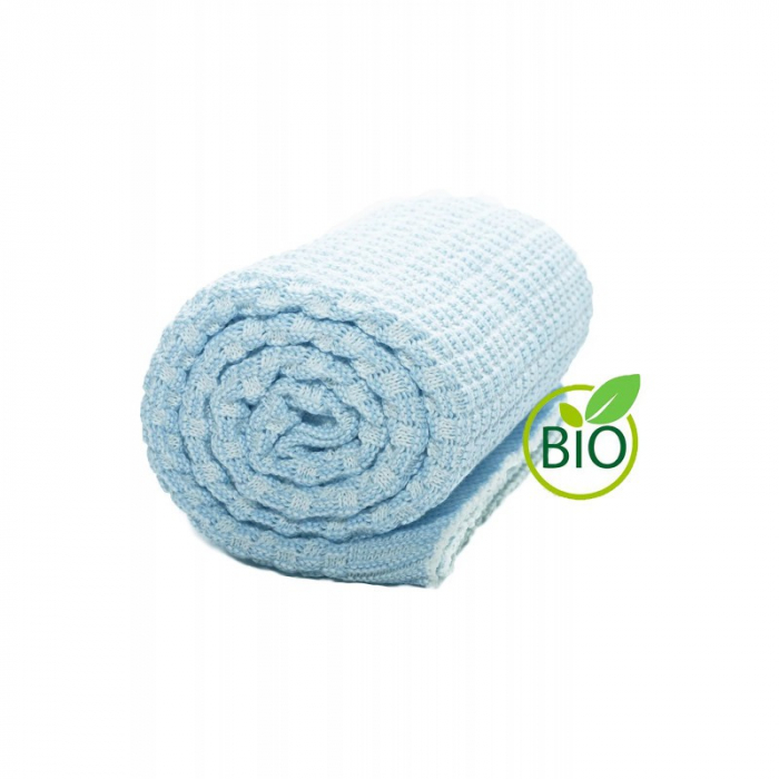 Paturica bumbac organic Eden Sky blue Wallaboo [2]