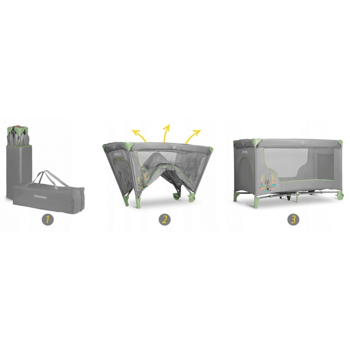 Patut pliabil Ricokids RK-240 Gri cu verde [2]