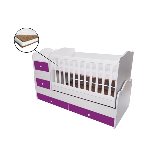 Patut transformabil VESSANTI Touring - Alb cu Violet [1]