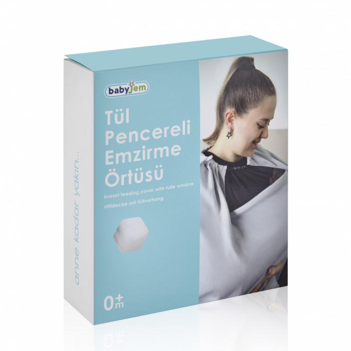 Sal pentru alaptare cu fereastra din tul BabyJem (Culoare: Gri) [4]