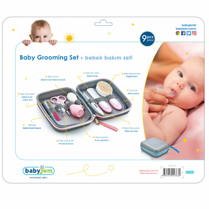 Set ingrijire unghii bebelusi cu 9 piese BabyJem Grooming Set (Culoare: Gri) [4]