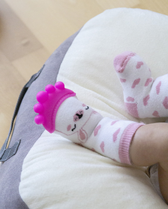 Sosete cu accesoriu dentitie BabyJem Teether Socks (Culoare: Roz) [9]