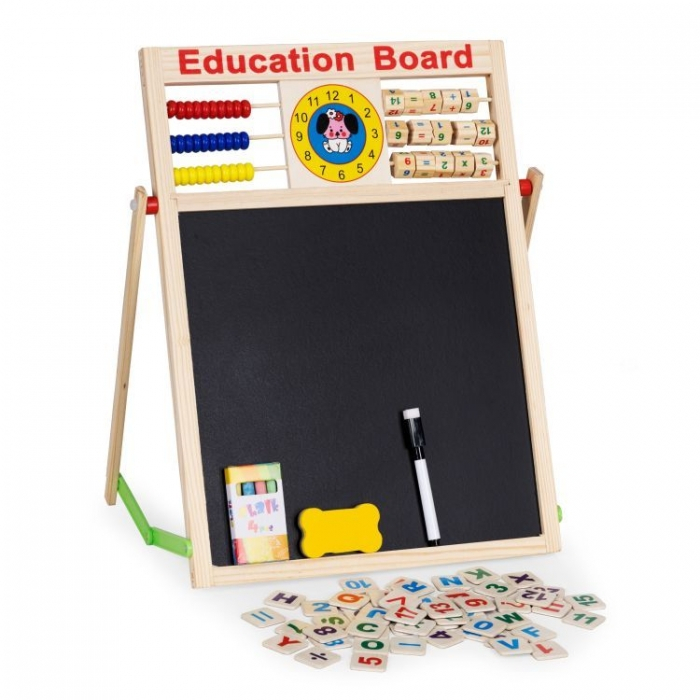 Tabla educationala din lemn cu doua fete si accesorii Ecotoys MB552 [2]