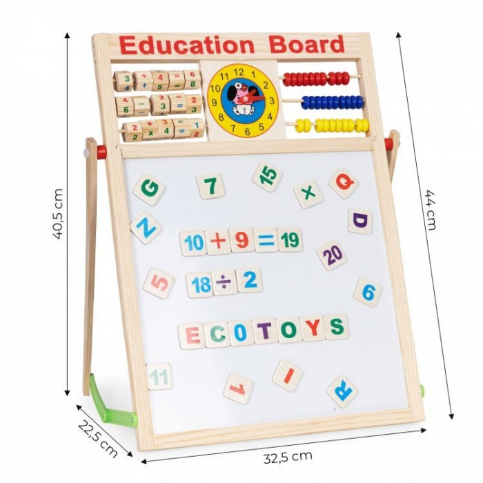 Tabla educationala din lemn cu doua fete si accesorii Ecotoys MB552 [6]