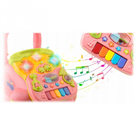 Antemergator 2 in 1 cu diverse activitati si muzica Ricokids RK-744 - Roz [1]