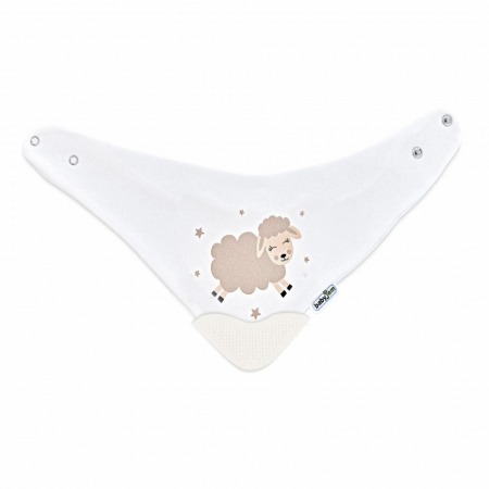 Baveta triunghi cu accesoriu dentitie BabyJem Cowboy Bib (Culoare: Ecru) [6]