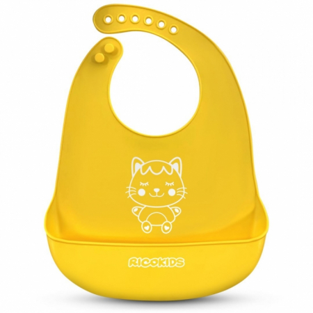 Articole sanatate - Bavetica din silicon cu buzunar Ricokids 700390 - Galben
