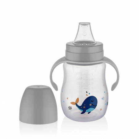 Suzete, biberoane si accesorii - Biberon cu toarte si tetina din silicon BabyJem (Culoare: Maro)