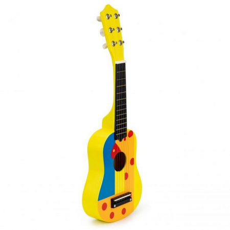 Chitara din lemn pentru copii cu corzi metalice Ecotoys F018YELLOW [3]