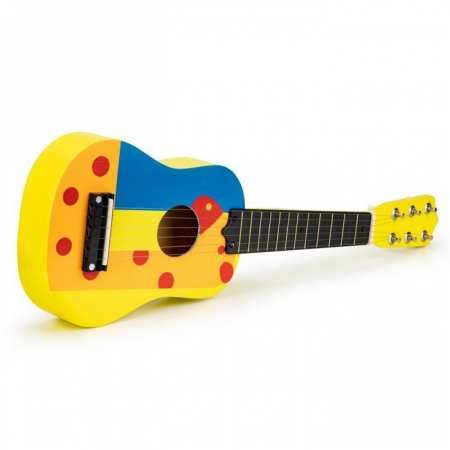 Chitara din lemn pentru copii cu corzi metalice Ecotoys F018YELLOW [2]