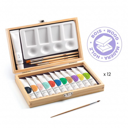 Creativitate - Cutia artistului cu 12 tuburi, Culori Guase, Djeco