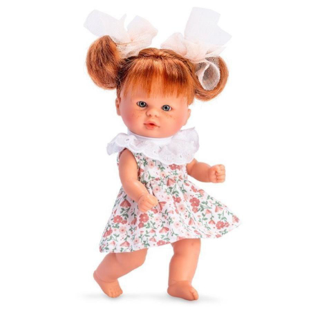 Jucarii educative - Papusa Bomboncin cu Rochita cu Guleras Alb 20cm