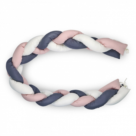 Accesorii patuturi - Protectie laterala bumper impletit BabyJem (Culoare: Roz)