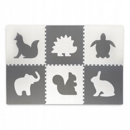 Saltelute de activitati - Salteluta de joaca 180 x 120 cm cu animalute 6 bucati Ricokids 7490 - Gri