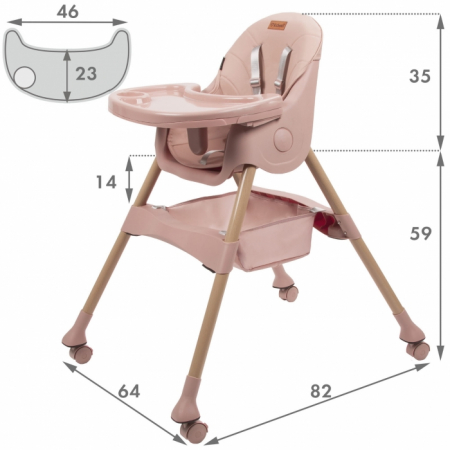Scaun de masa 2 in 1 Kidwell KARIMI - Roz [9]