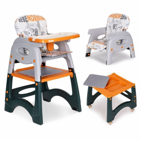 Scaun de masa 2 in 1 pentru copii Ecotoys HA-033 - Portocaliu [1]
