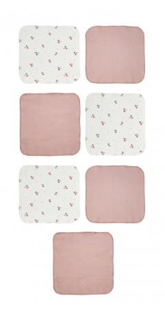 La masa - Set de 7 batistute din bumbac pentru bebelusi, BabyCosy, 25cmX25cm, roz