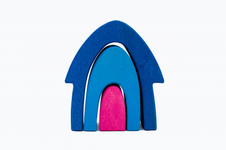 Jocuri de construit - Set handmade Marc toys, Casuta din povesti Galben
